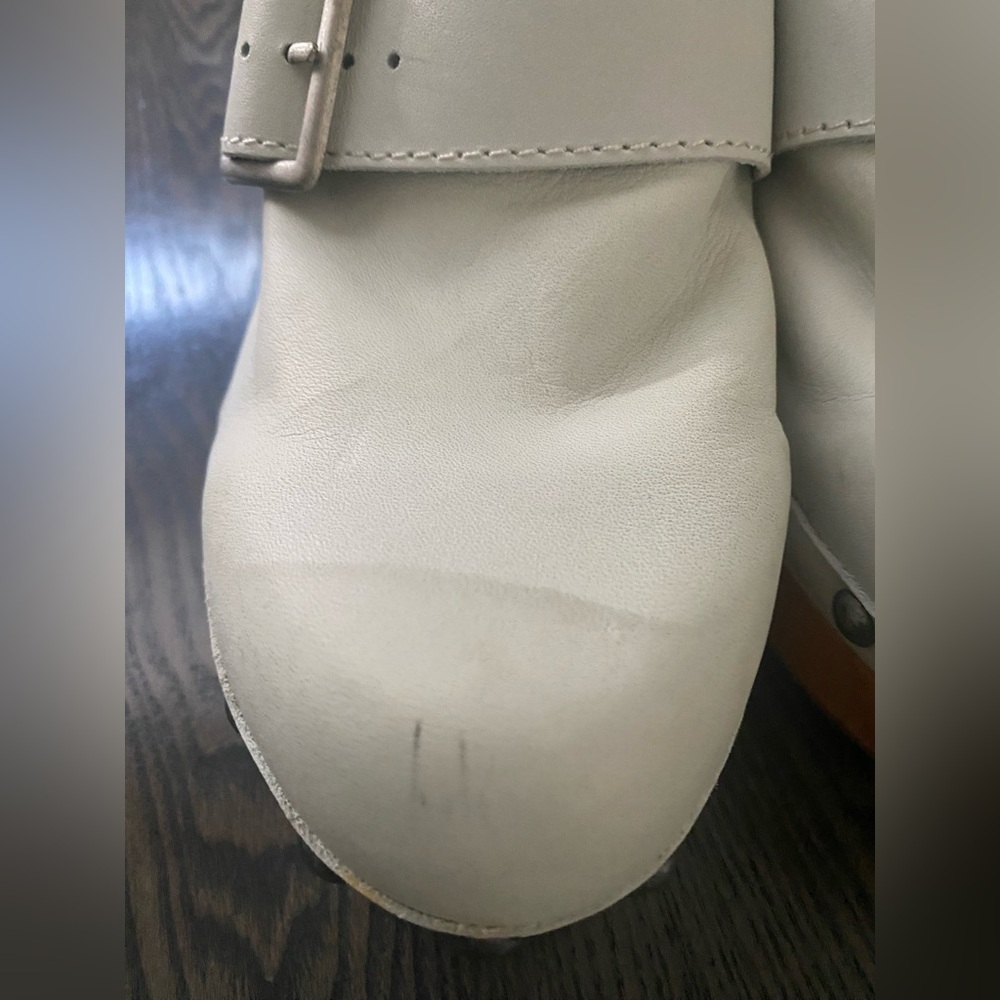Free People Culver City White Leather Clog Heel Size 39 - Picture 4 of 10